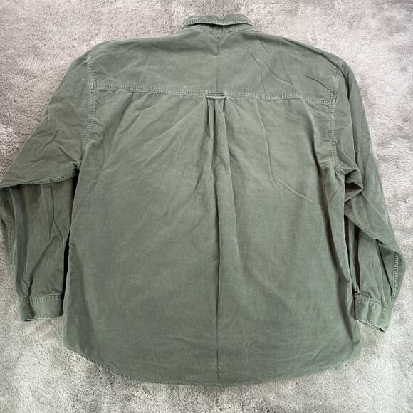 Vintage 90s Structure Shirt Men’s XL Green Corduroy Button Down Long Sleeve Y2K - Picture 2 of 6